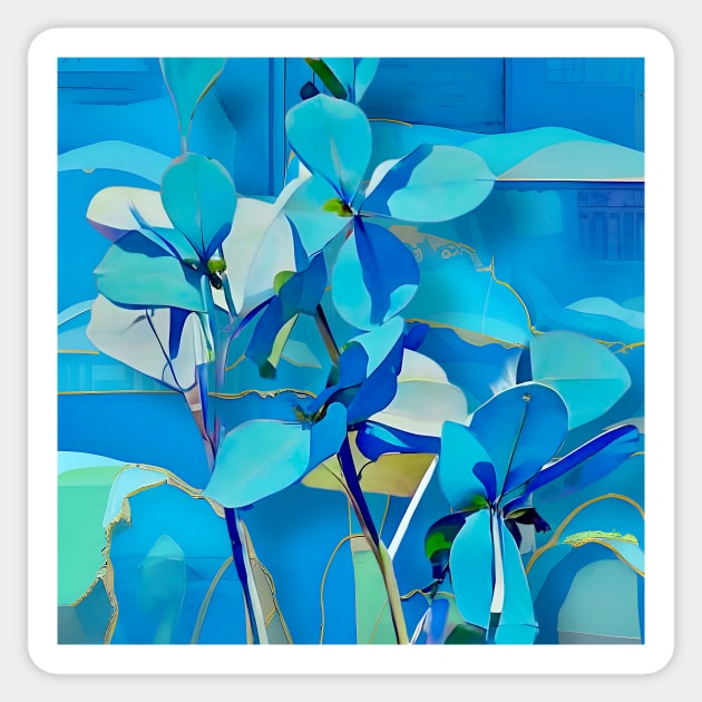 Blue on Blue Leaf Abstract Sticker by DANAROPER